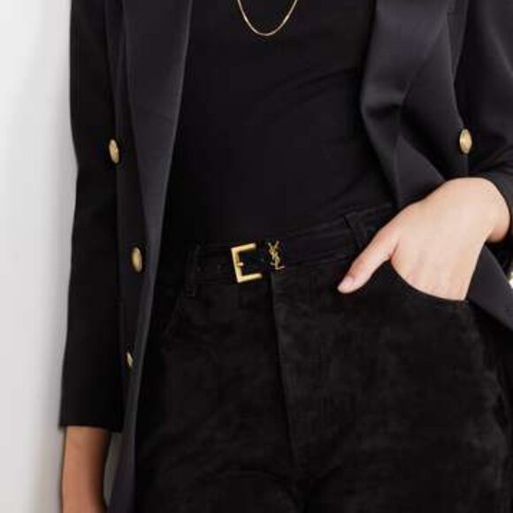 YSL Monogram Skinny Black Belt - Picture 1 of 5
